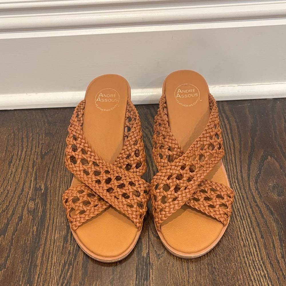Andre Assous Women's Platform Brown Braided Sandals Size 10